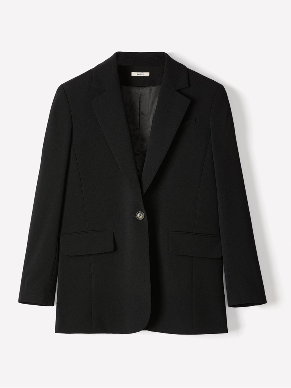 RW&CO Relaxed-Fit One-Button Blazer | Size 16 | Classic Black